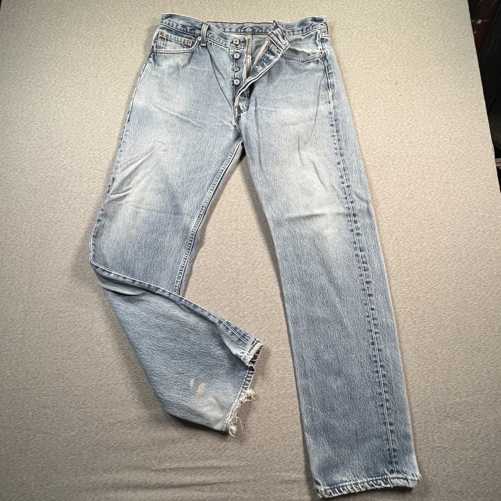 501XX Levi Jeans Used 36x34 Zip And Button Fly Selling VTG White Wash